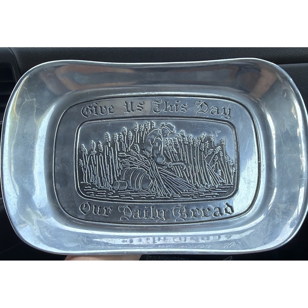 Bread Tray Wilton Columbia Silver Give Us This Day Our Daily Bread Harvest